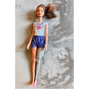 Mattel Barbie Fashionistas Doll with Prosthetic Leg Brown Ponytail Cute Top 2014